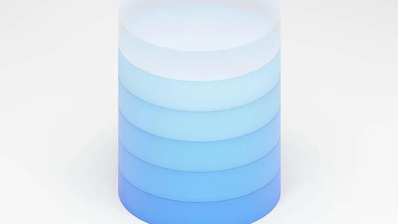 Stacked 3D discs in a blue gradient