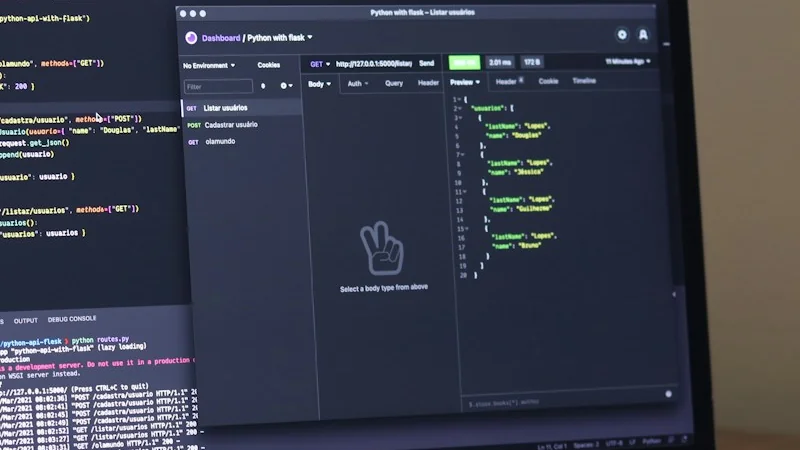 API-Test-Tool auf einem modernen Laptop geöffnet